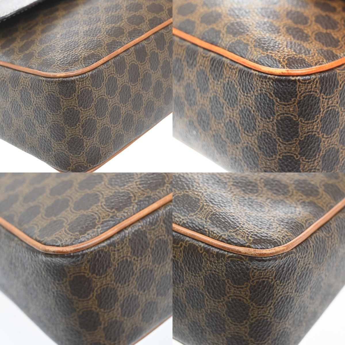 CELINE Logo Macadam Pattern Shoulder Bag PVC Leather Brown GHW Italy 38MA206