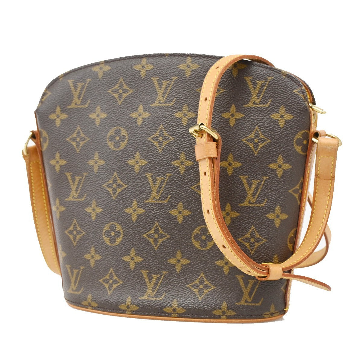LOUIS VUITTON Logo Drouot Shoulder Bag Monogram Leather Brown M51290 76CA272