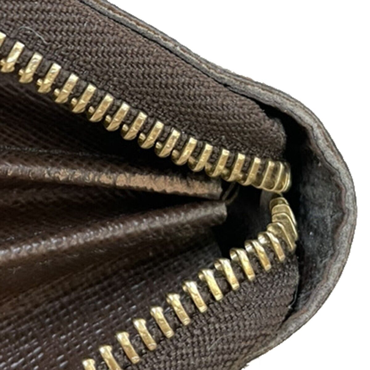 LOUIS VUITTON Zippy Wallet Long Bifold Purse Damier Leather Brown N60015 35FA146