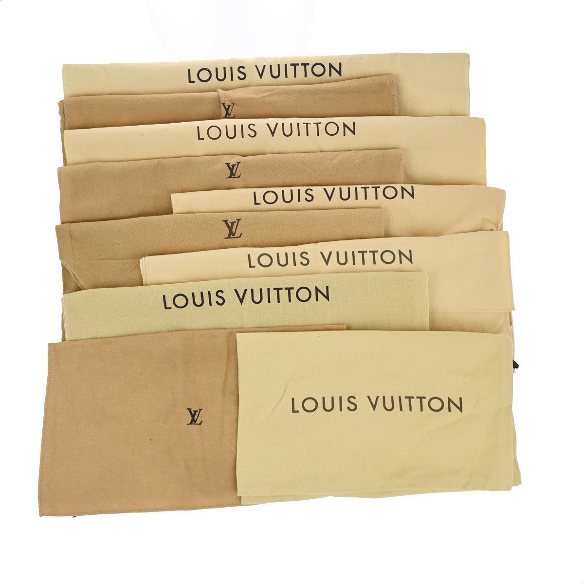 LOUIS VUITTON Logo 10 Set Dust Bag Drawstring Canvas Cotton Beige Brown 09KC789