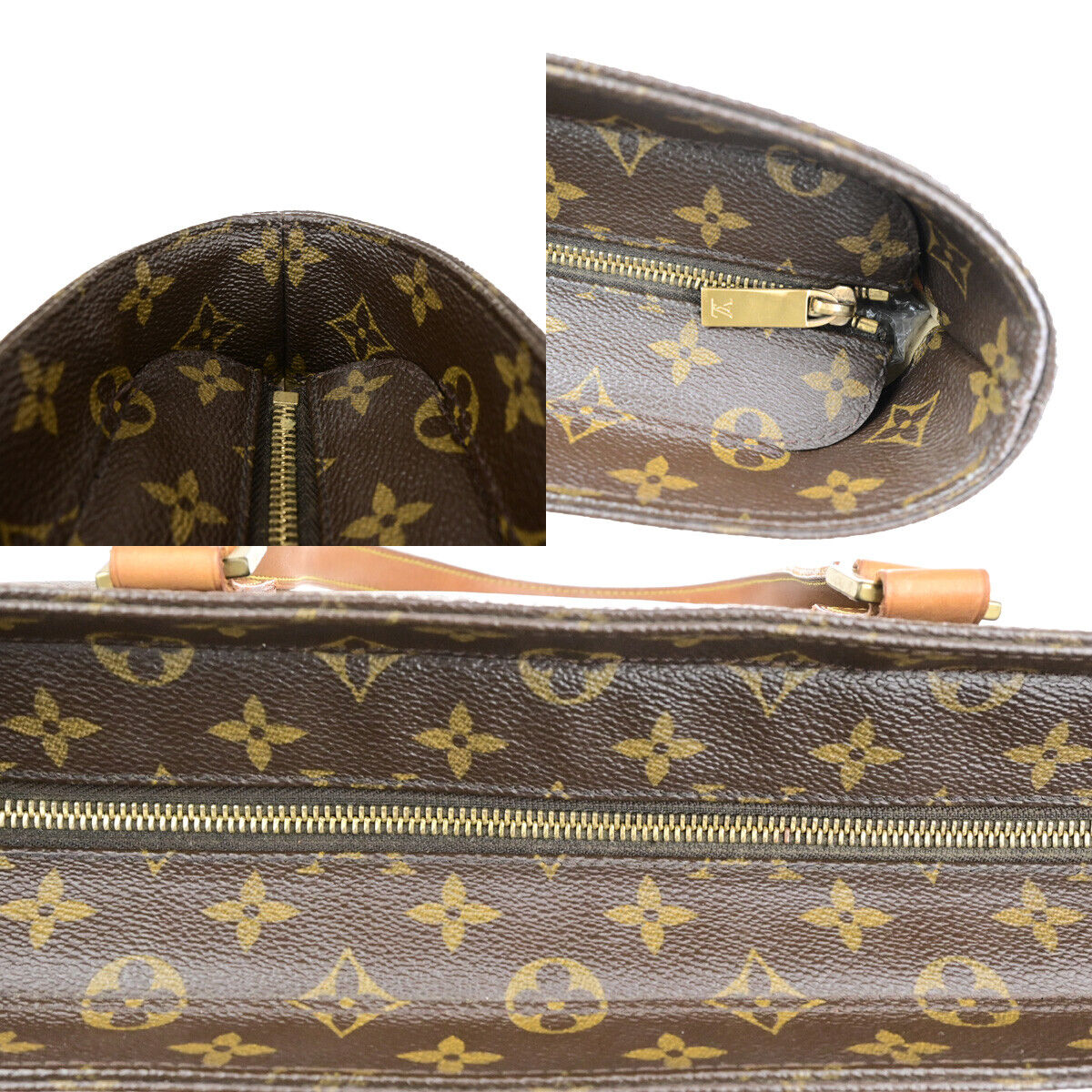 LOUIS VUITTON Logo Luco Shoulder Tote Bag Monogram Leather Brown M51155 87SJ459