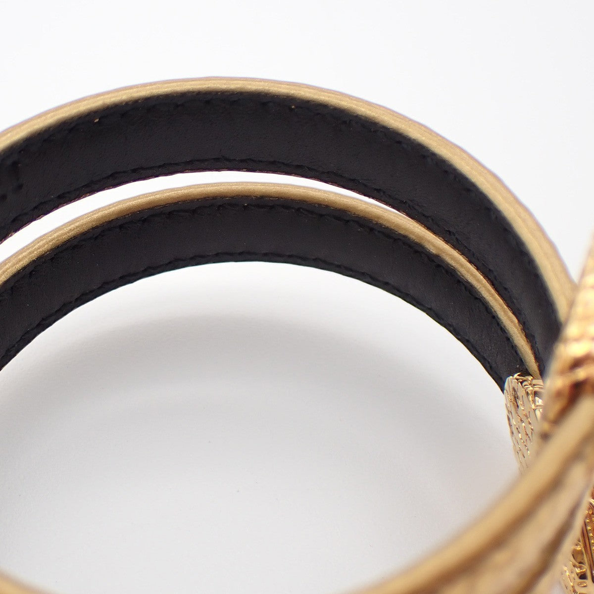 BVLGARI Serpenti Forever Bracelet Twin Head Snake Leather Gold 31RL245