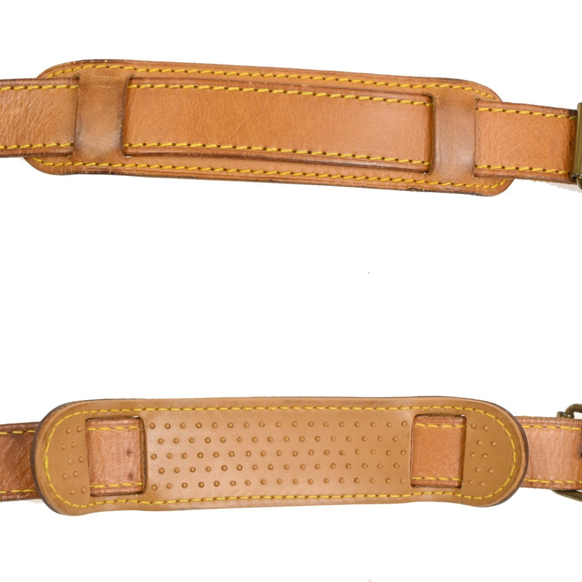 LOUIS VUITTON Logo Shoulder Bag Strap & Pad Adjustable Leather Brown GHW 05TA630