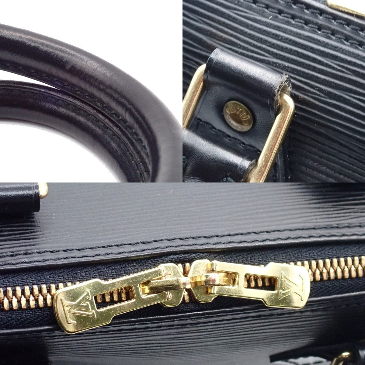 LOUIS VUITTON LV Alma Hand Bag Epi Leather Noir Black Gold France M52142 10AA197