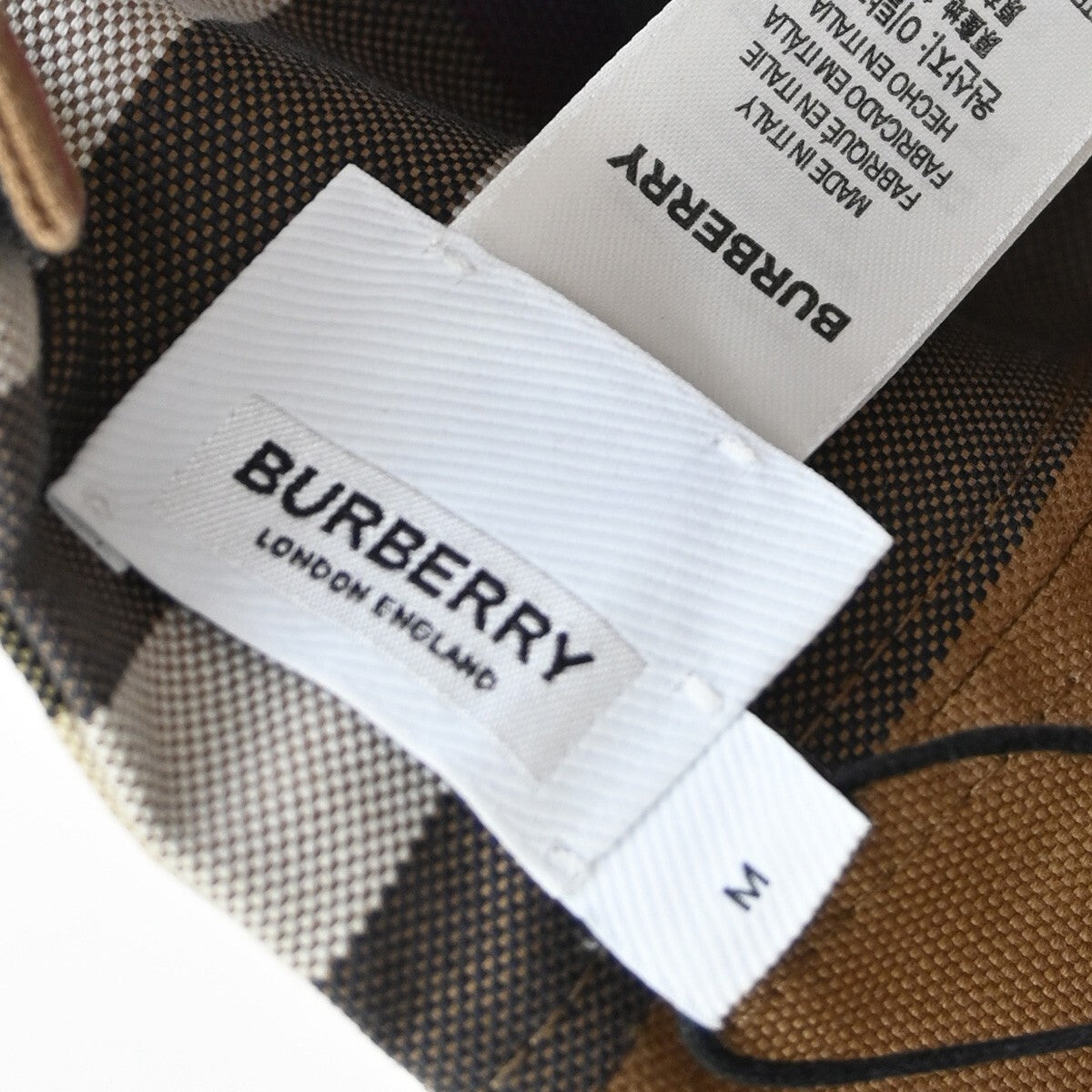 BURBERRY Logo Nova Check Baseball Hat Cap Size M Cotton Brown 69RF256