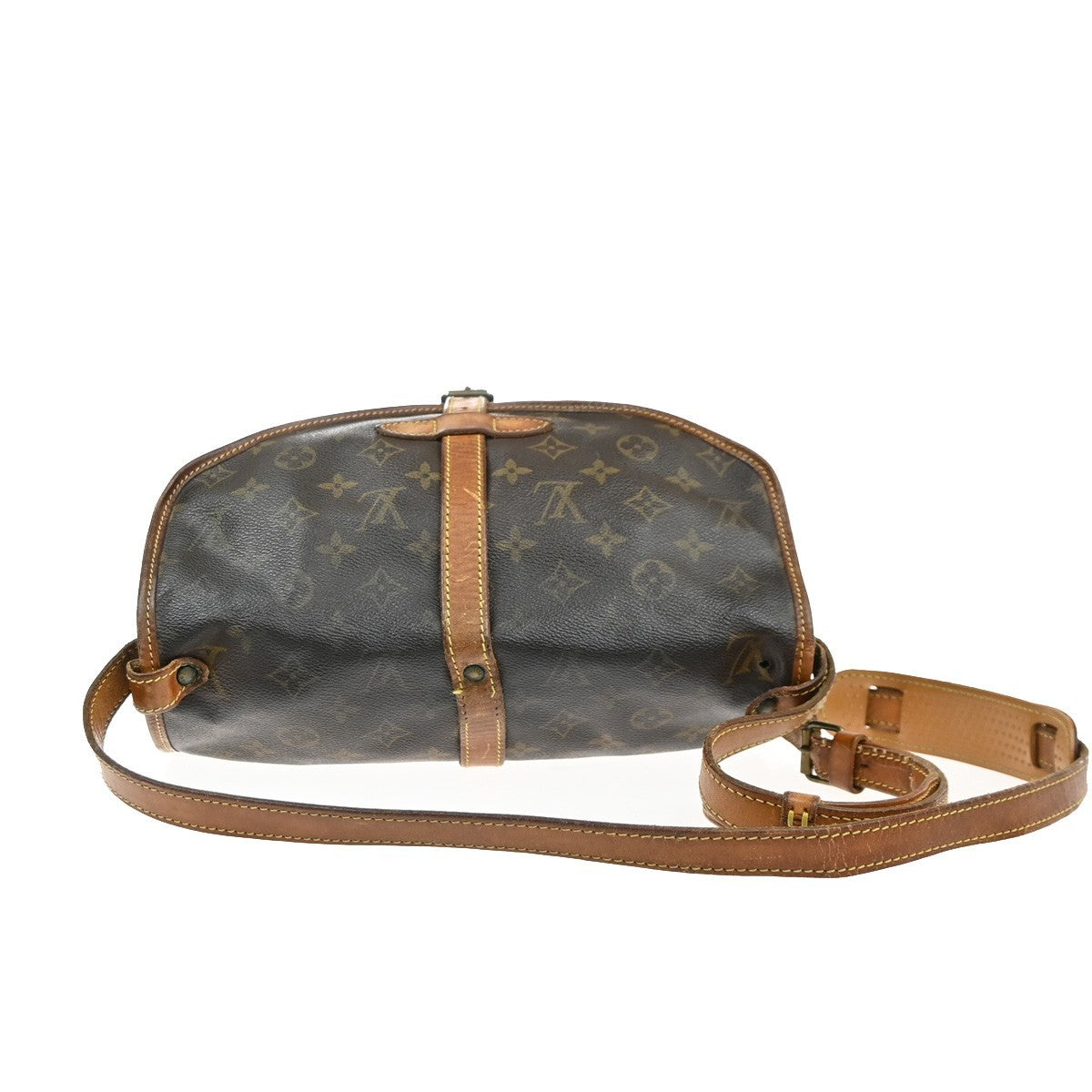 LOUIS VUITTON Logo Saumur 30 Shoulder Bag Monogram Leather Brown M42256 65MA627