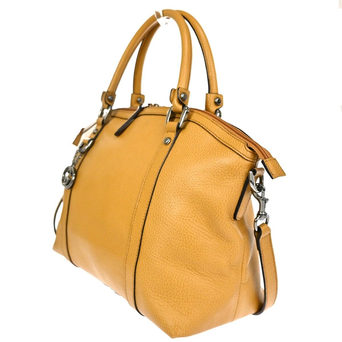 GUCCI GG Interlocking Charm 2Way Shoulder Hand Bag Leather Beige Silver 84ED479