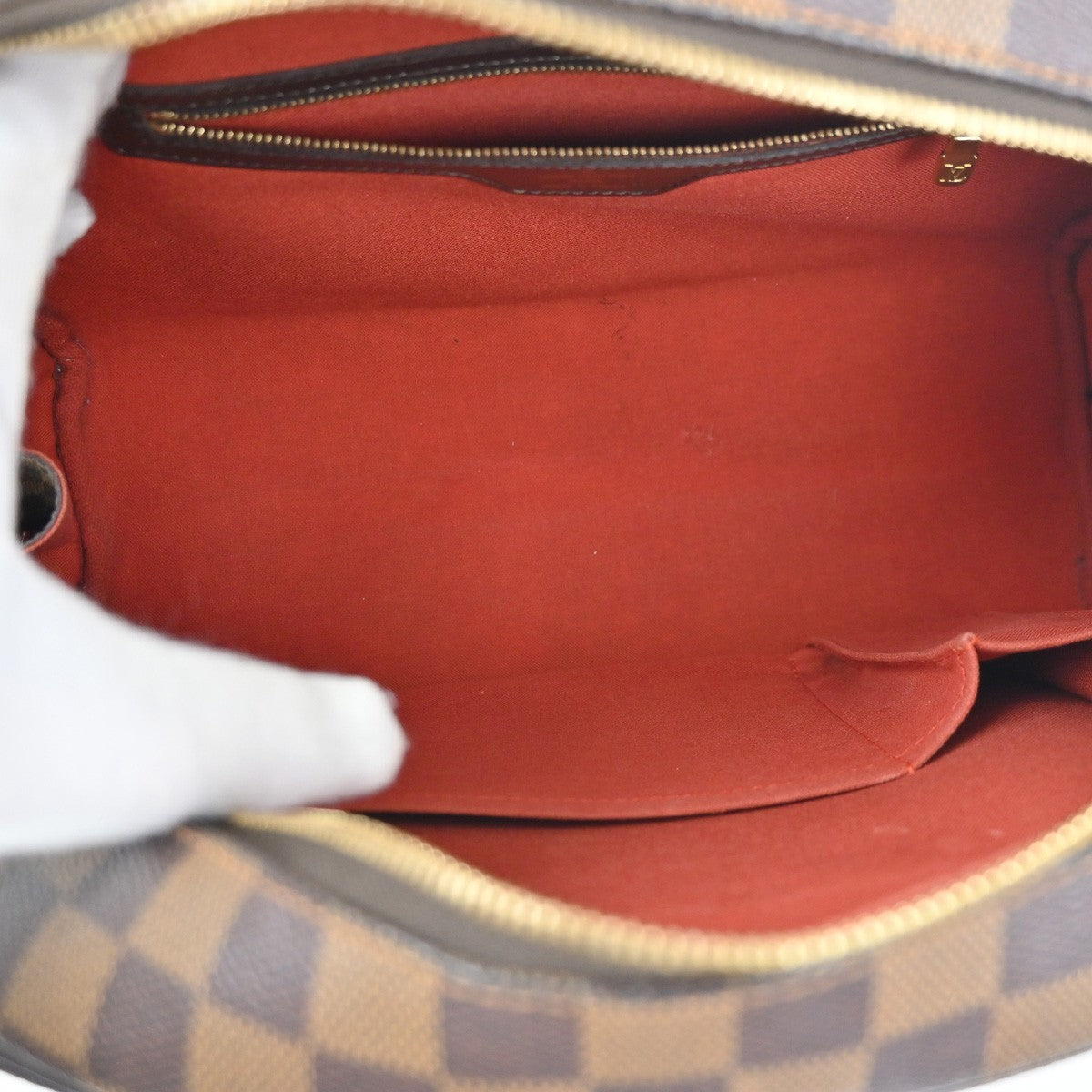LOUIS VUITTON Logo Nolita HandBag Damier Ebene Leather Brown N41455 50KC176