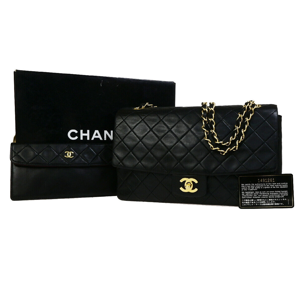CHANEL CC Matelasse 27 Chain Shoulder Bag Lambskin Leather Black GHW 391RK860