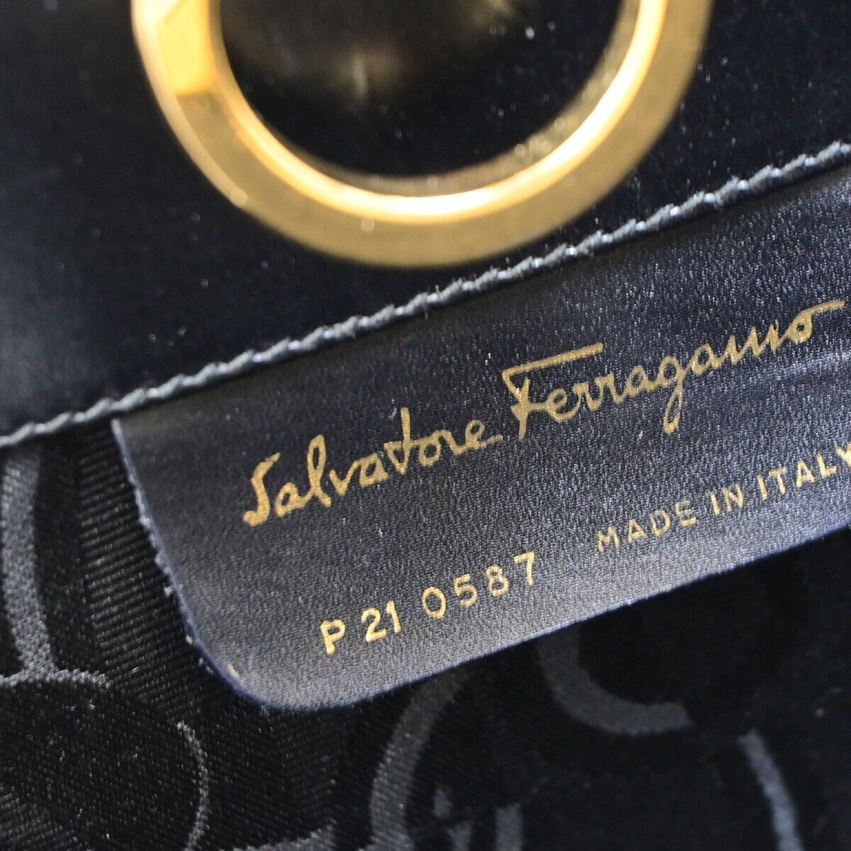 SALVATORE FERRAGAMO Gancini 2Way Chain Shoulder Clutch Bag Leather Black 36EB863