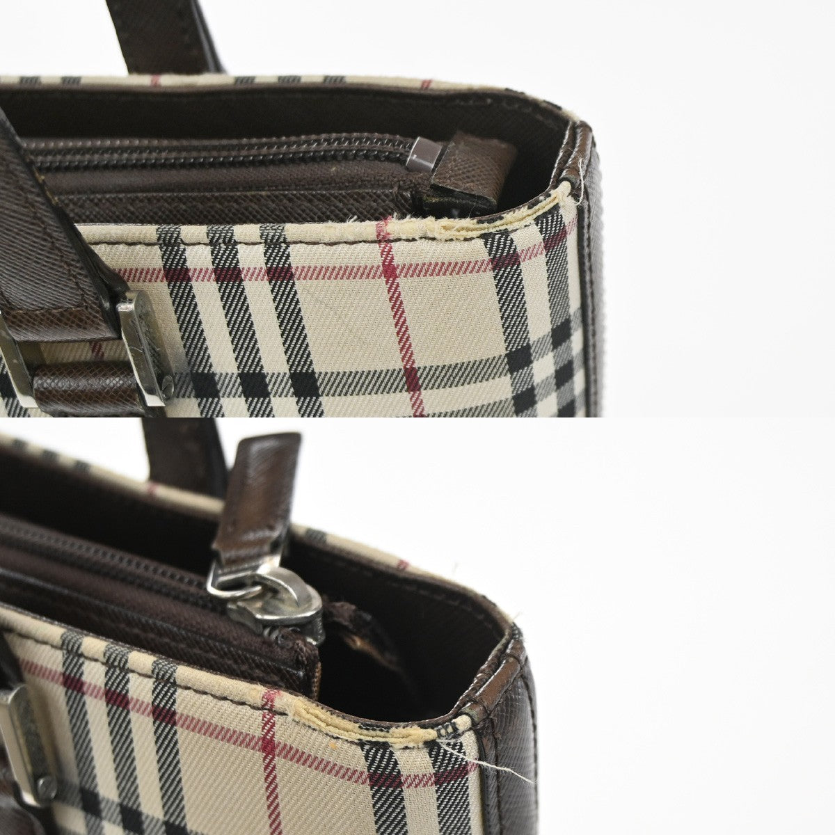 BURBERRY Logo Nova Check Shoulder Hand Bag Canvas Leather Beige Brown 38RQ001