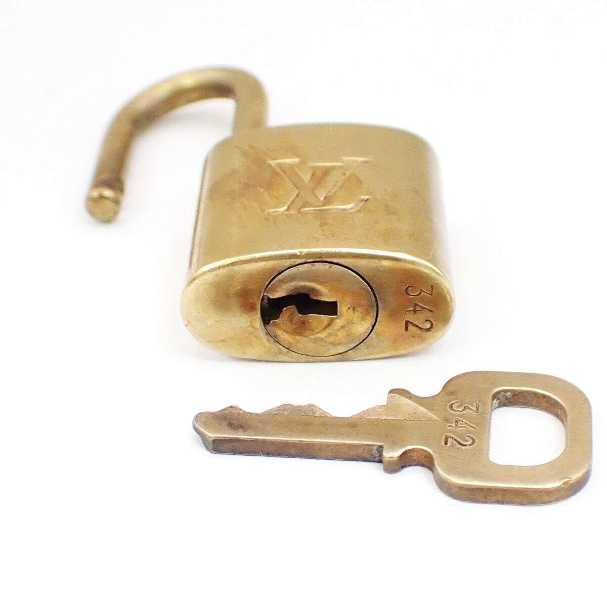 LOUIS VUITTON LV 10 Set  Padlock Key Bag Charm Cadena Gold Plated France 62YF812