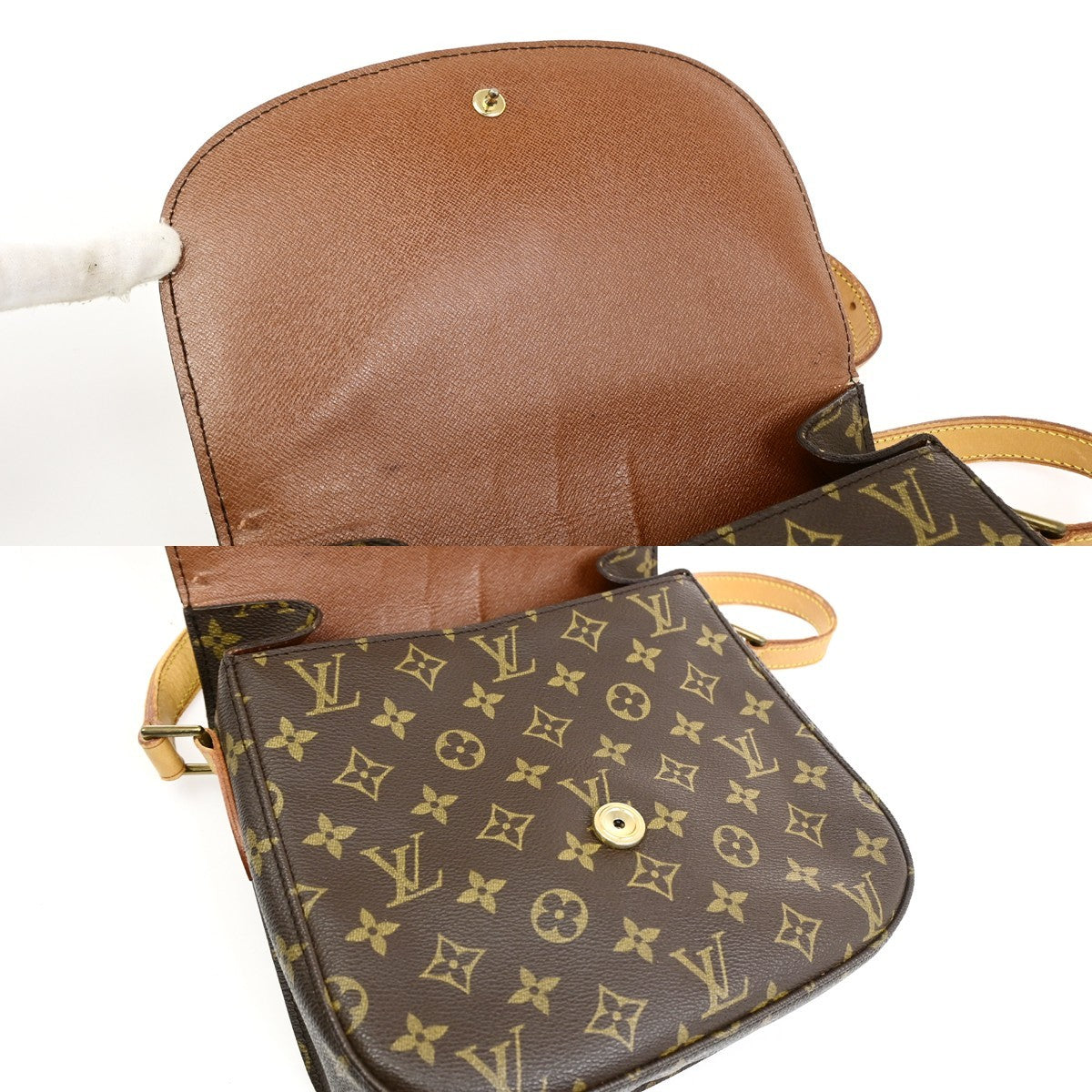 LOUIS VUITTON Saint Cloud GM Shoulder Bag Monogram Leather Brown M51242 39YJ254