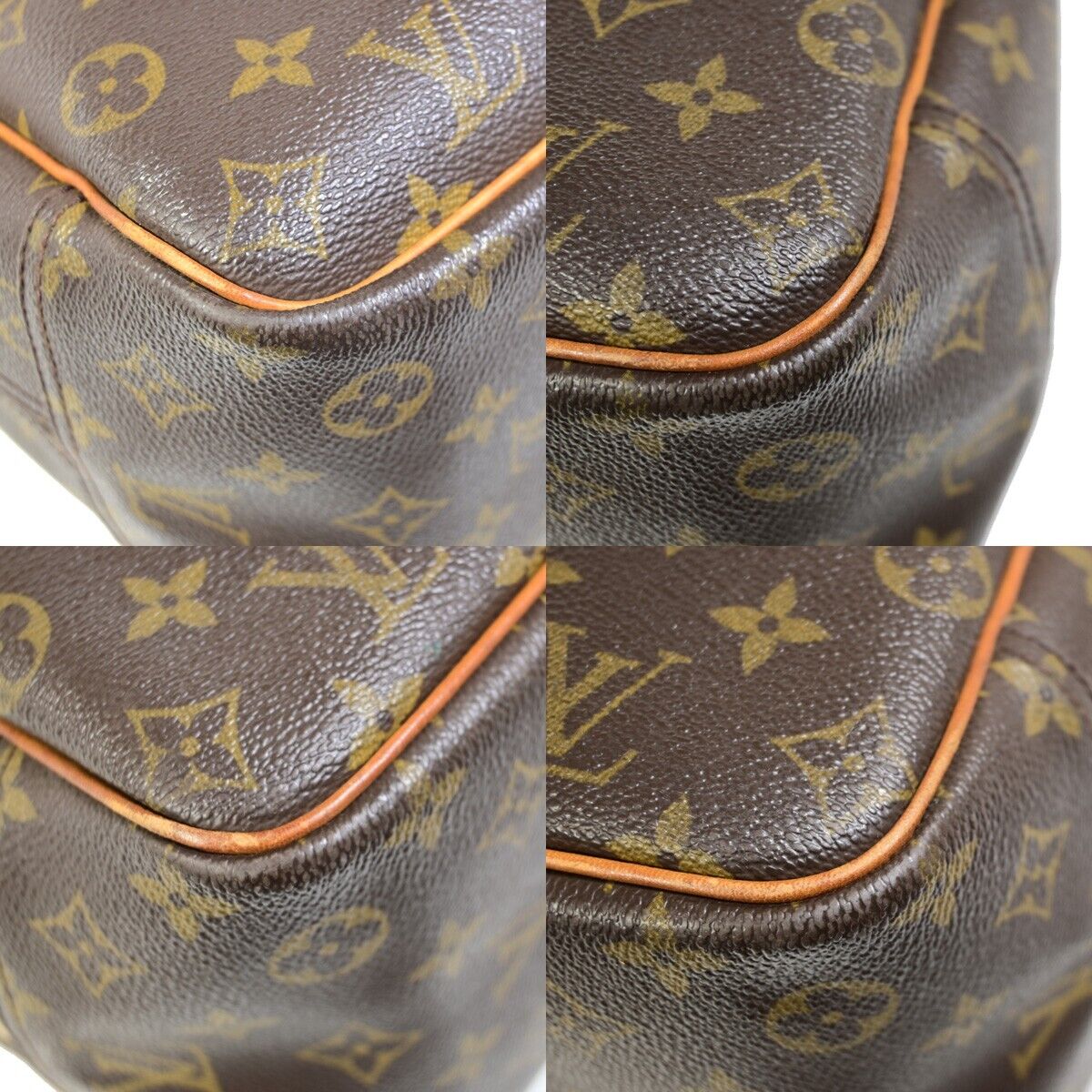 LOUIS VUITTON LV Logo Deauville Hand Bag Monogram Leather Brown M47270 32FB018