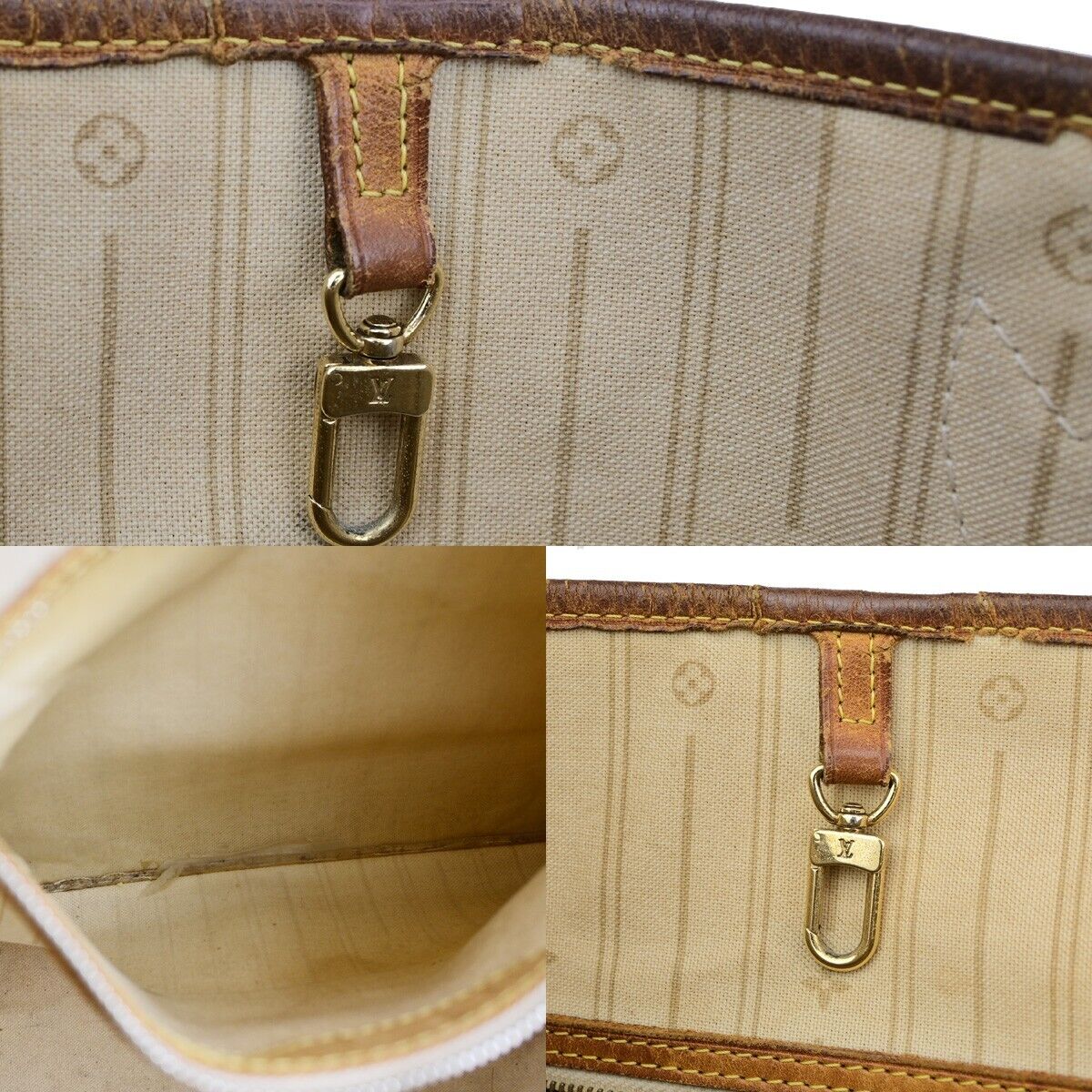 LOUIS VUITTON Neverfull MM Shoulder Tote Bag Damier Azur White N51107 37SJ157
