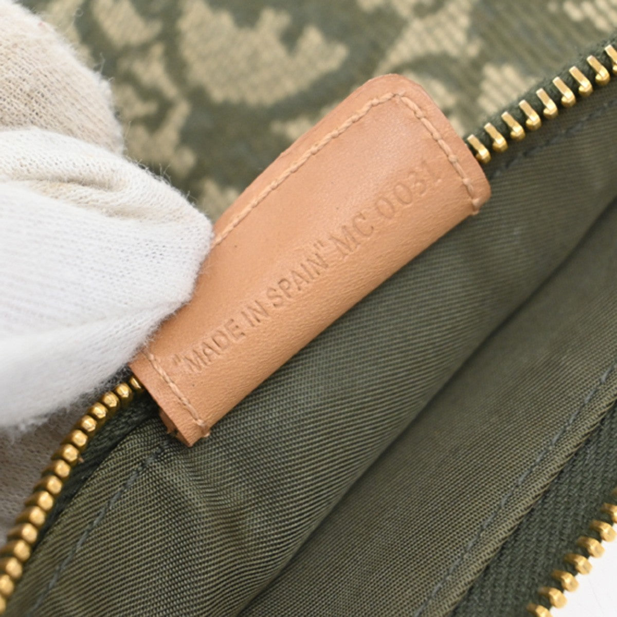 CHRISTIAN DIOR Logo Saddle Shoulder Bag Canvas Leather Green Spain 98EF916