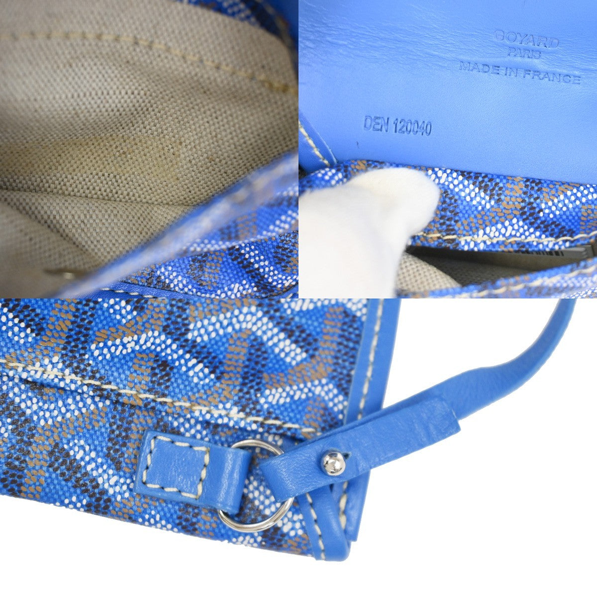 GOYARD Anjou Mini  Shoulder Hand Tote Bag Pouch Blue Canvas Leather 654RL918
