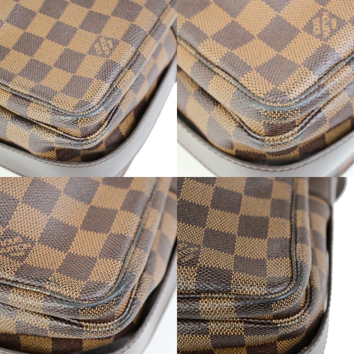 LOUIS VUITTON Naviglio Shoulder Bag Damier Ebene Leather Brown N45255 35FB268