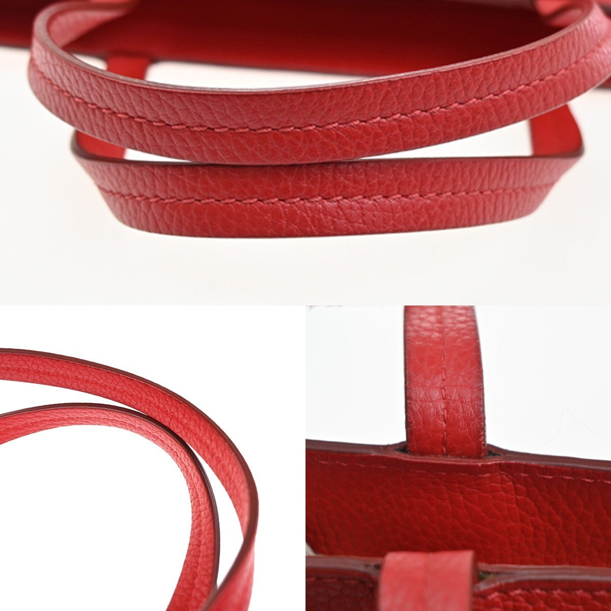 Salvatore Ferragamo Double Gancini Tote Hand bag Leather Red GHW Italy 67RL658