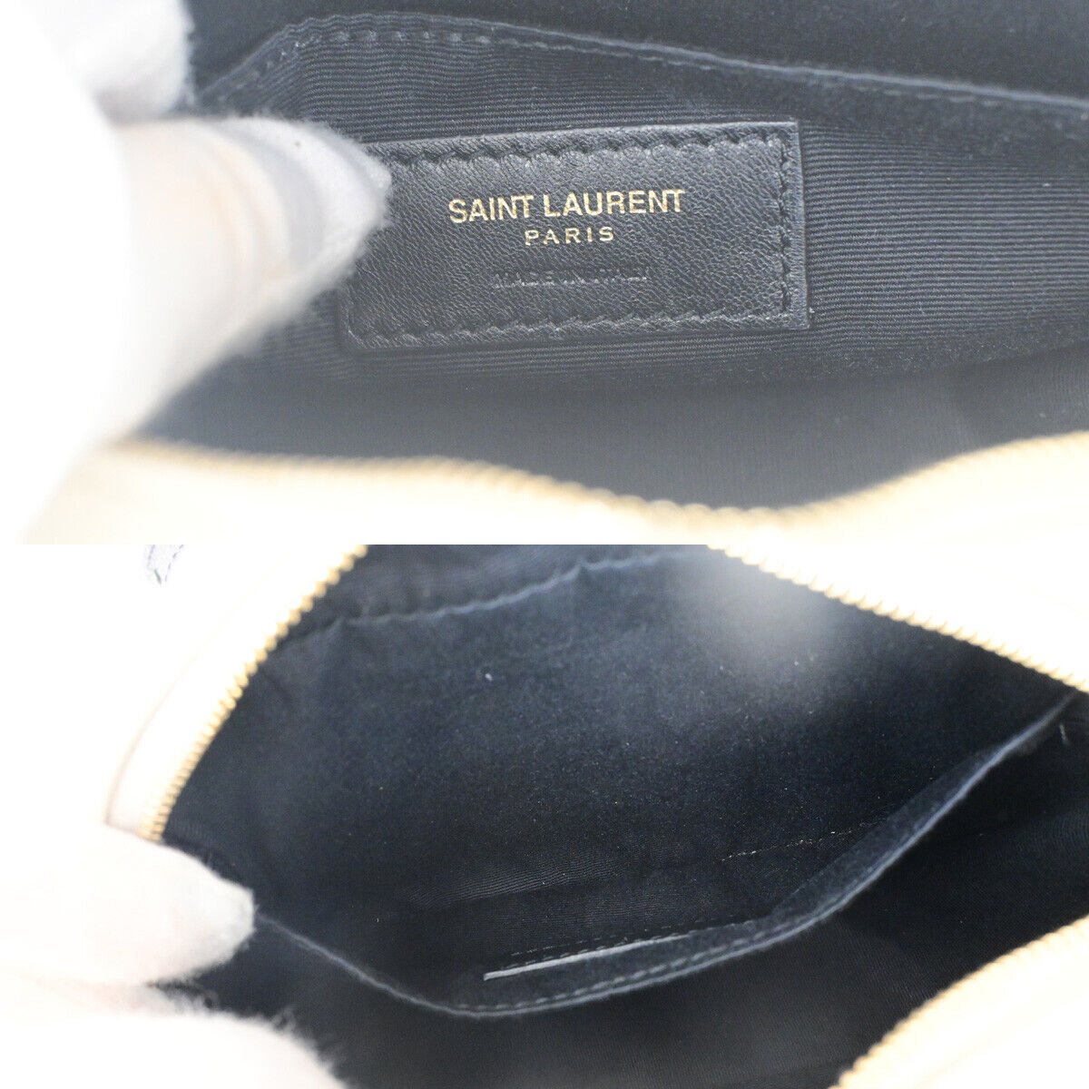 SAINT LAURENT YSL Logo Lou Belt Bum Body Bag Tassel Leather Ivory GHW 21YG406