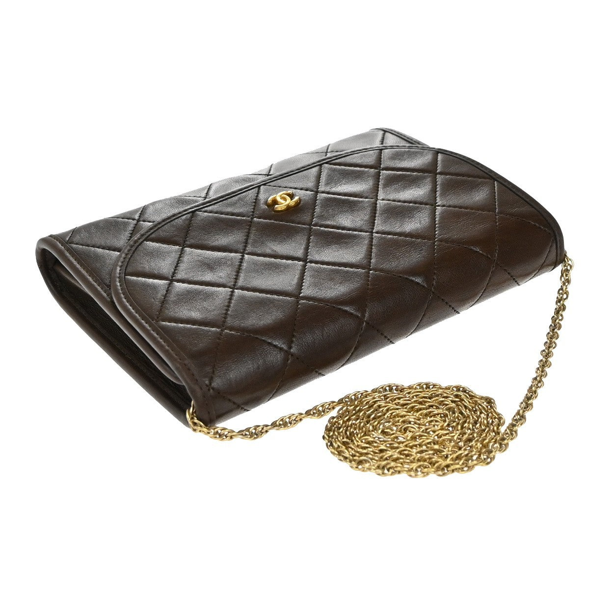 CHANEL CC Logo Mini Matelasse Chain Shoulder Bag Leather Black GHW 600RF626