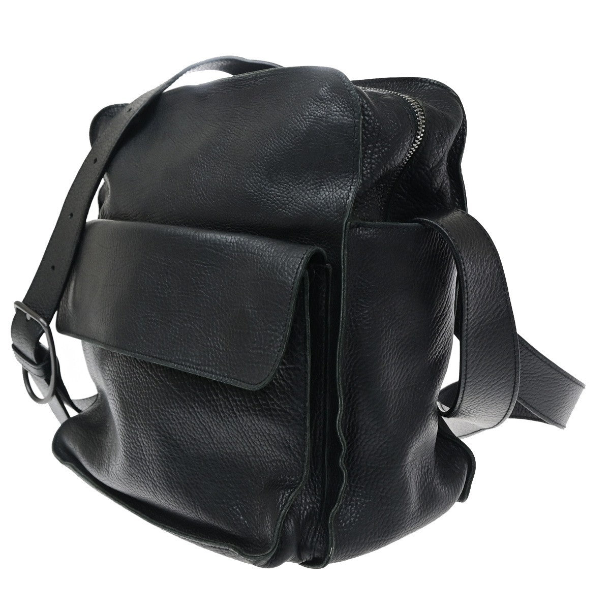 BOTTEGA VENETA Logo Crossbody Shoulder Bag Leather Black Italy 87CB068