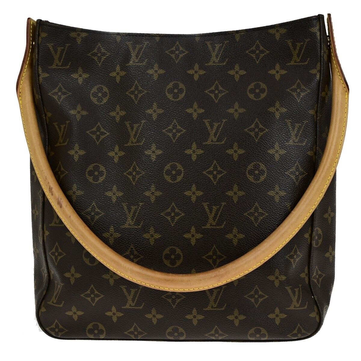 LOUIS VUITTON Logo Looping GM Shoulder Bag Monogram Leather Brown M51145 84ED412