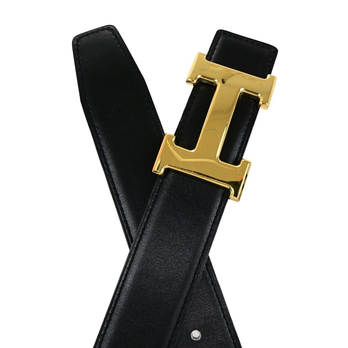 HERMES H Logo Constance Reversible Buckle Belt #70 Leather ◯Z Black GHW 83EC005