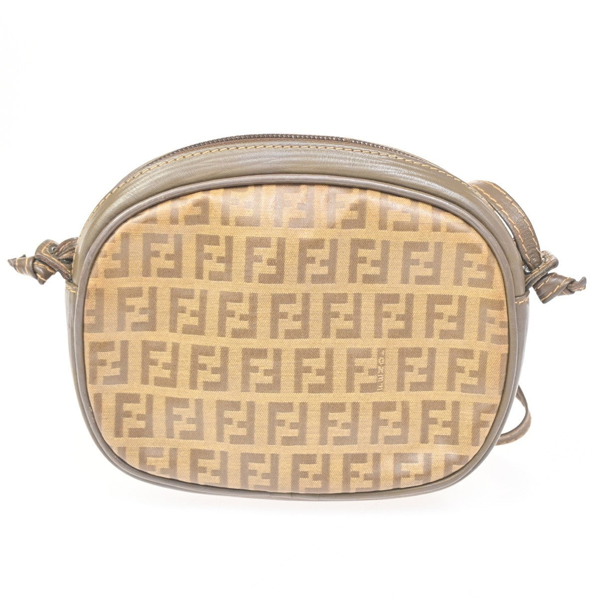 FENDI Logo Zucchino Pattern Mini Shoulder Bag PVC Leather Brown 62KC409