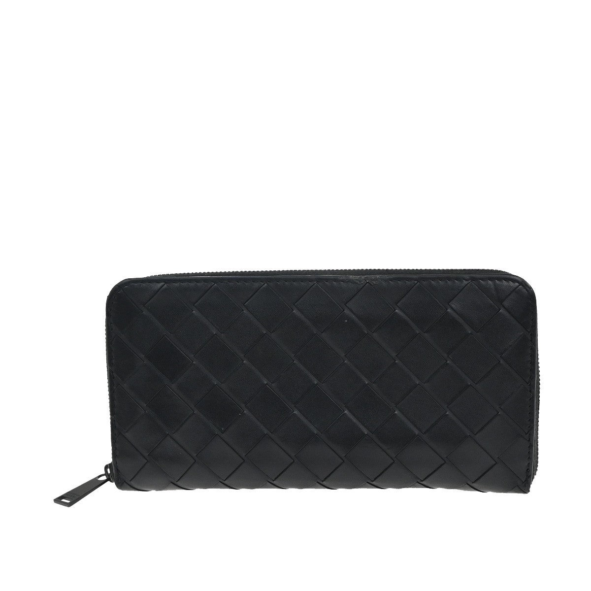 BOTTEGA VENETA Logo Intrecciato Zip Around Long Wallet Leather Black 65KC209