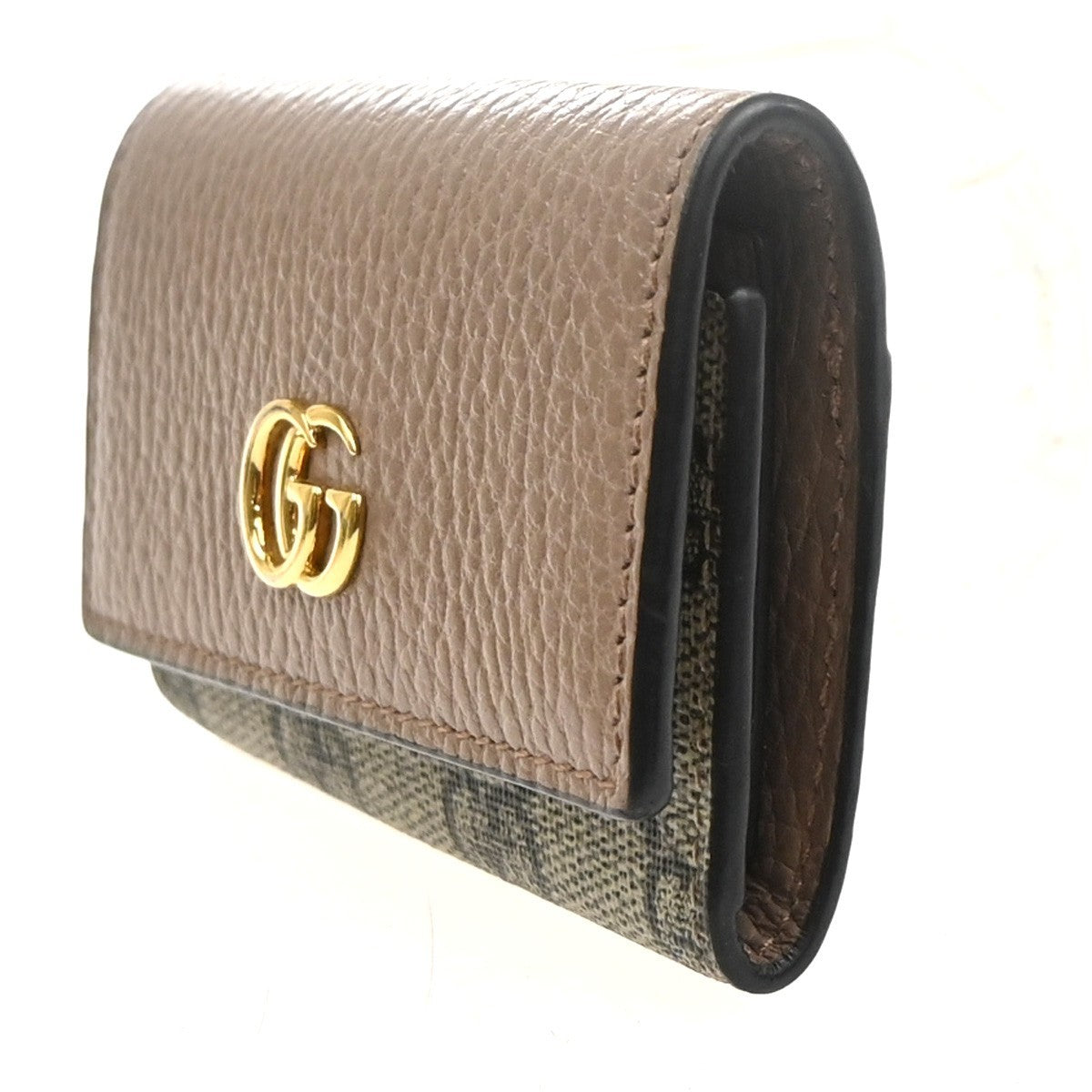 GUCCI Logo GG Marmont 6 Hook Key Case Supreme Leather Beige Italy GHW 61RL941