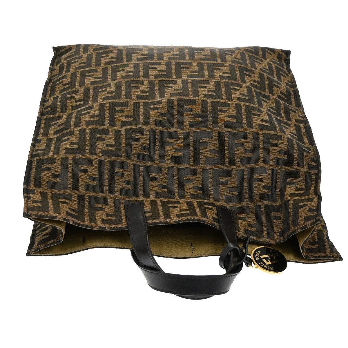 FENDI Logo Zucca Pattern Hand Tote Bag Canvas Leather Brown GHW Italy 77KB416