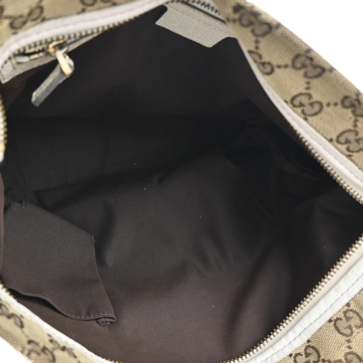 GUCCI Logo  Shoulder Bag GG  Canvas Leather Beige White GHW Italy 31CA457