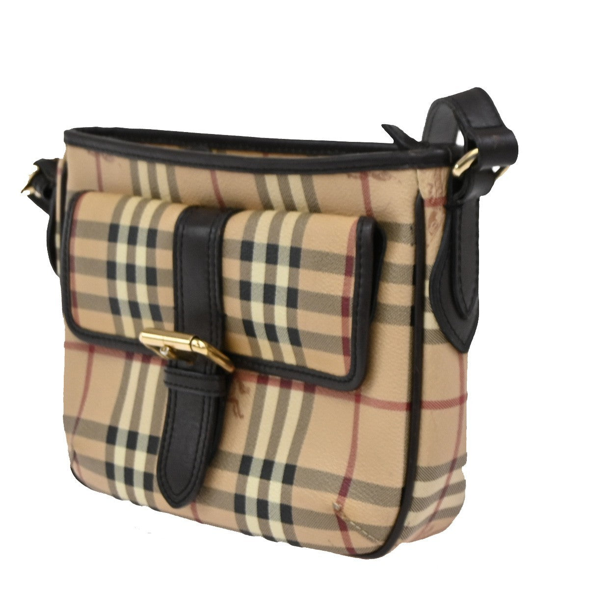 BURBERRY Shadow Horse Nova Check Shoulder Bag PVC Leather Beige BN GHW 80DA151