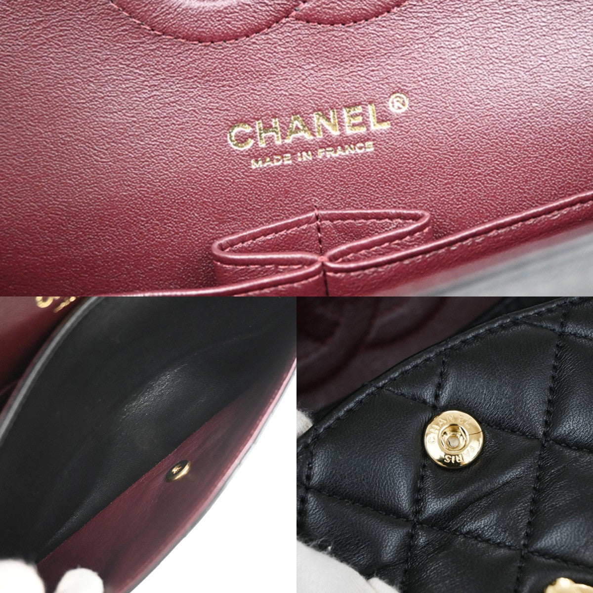 CHANEL CC Matelasse 25 Double Flap Chain Shoulder Bag Leather Black GHW 535LC540