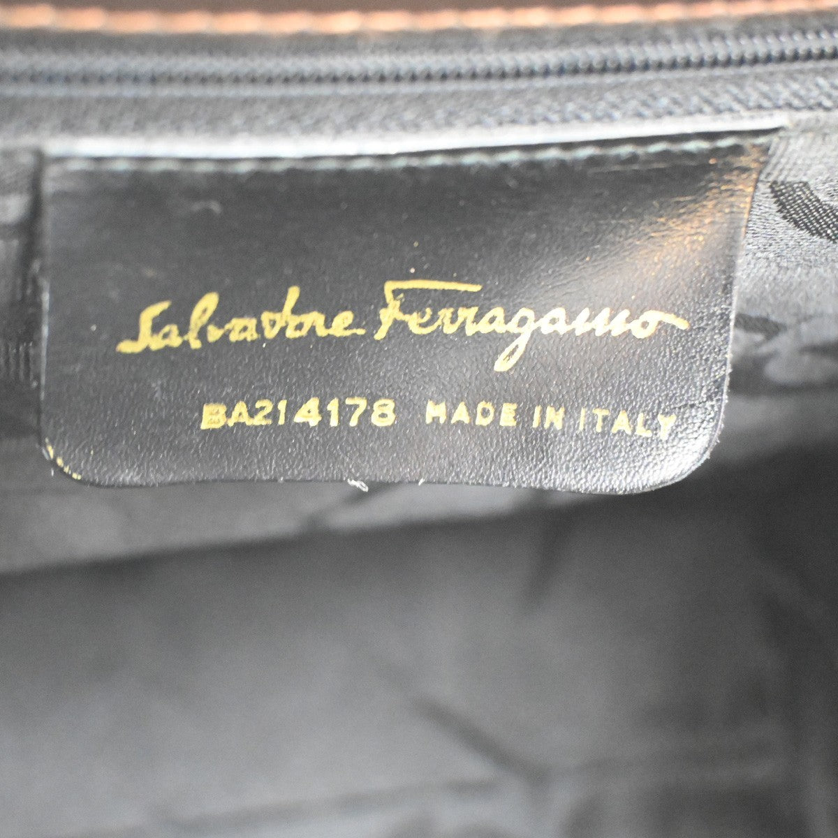 SALVATORE FERRAGAMO Vara 2Way Hand Bag Canvas Leather Brown Gold Italy 64TA067