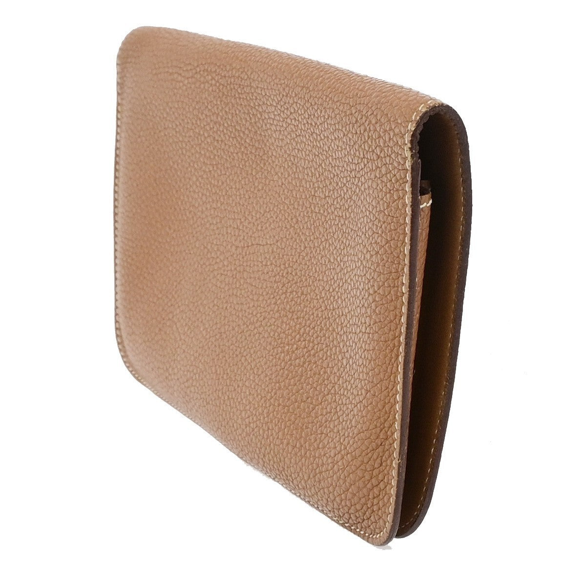 HERMES Logo Dogon GM Long Bifold Wallet Purse Box Calf Leather Brown SHW 84RQ080