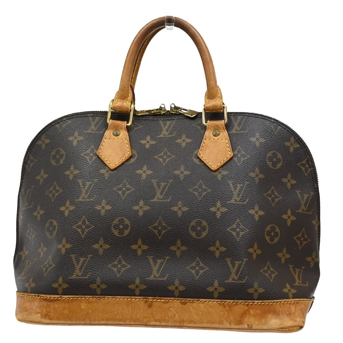 LOUIS VUITTON LV Logo Alma Hand Bag Monogram Leather Brown France M51130 67DA178