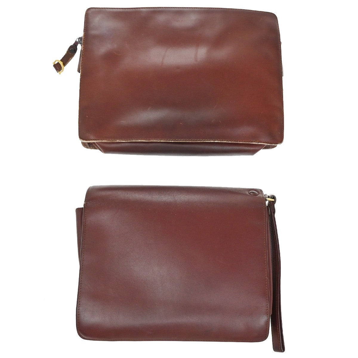 Must De Cartier Logo 2 Set Clutch Hand Bag Leather Red 07EG034