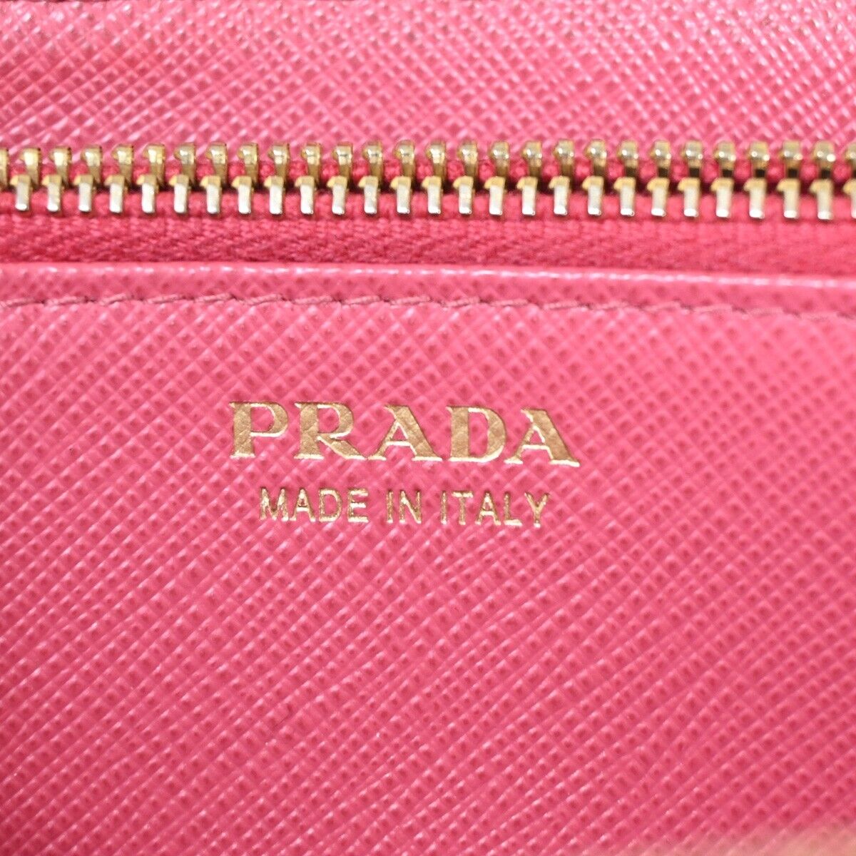 PRADA Logo Long Bifold Wallet Purse Saffiano Leather Pink Gold Italy 67SH367