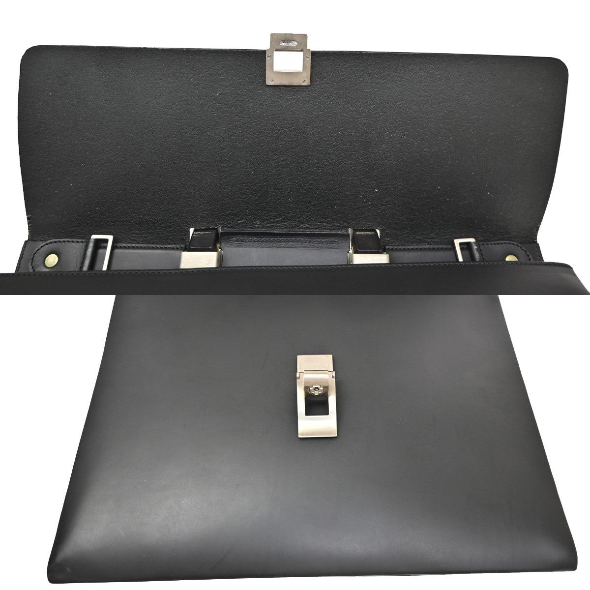 BALLY Logo Briefcase Business Hand Bag Leather Black SHW Spain 09ZA039