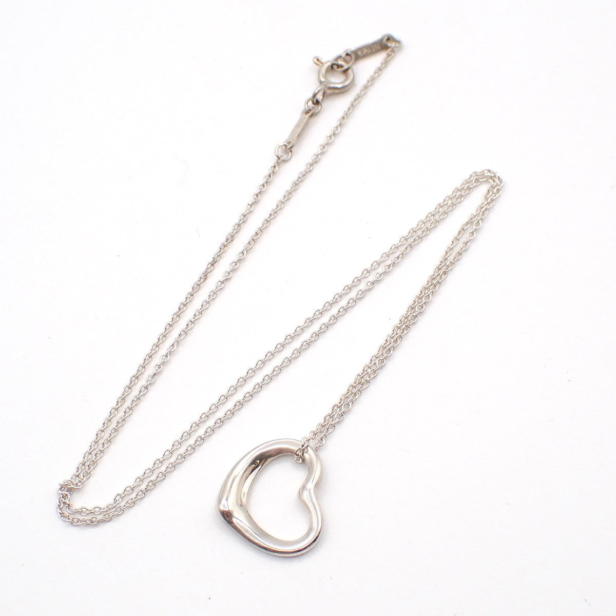 TIFFANY & CO. Logo Open Heart 16mm Chain Necklace Silver AG925 Spain 63TA574