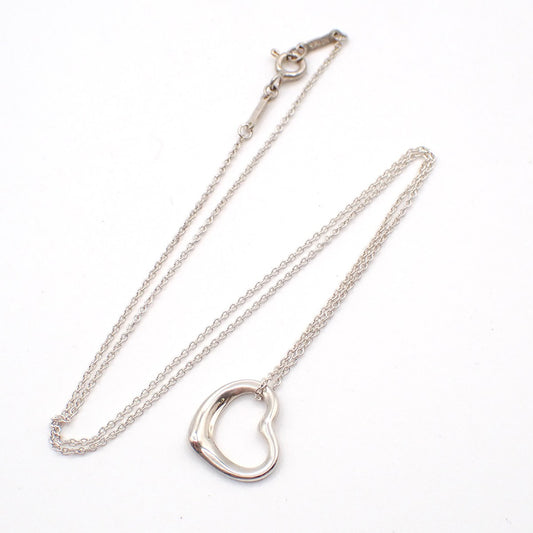 TIFFANY & CO. Logo Open Heart 16mm Chain Necklace Silver AG925 Spain 63TA574