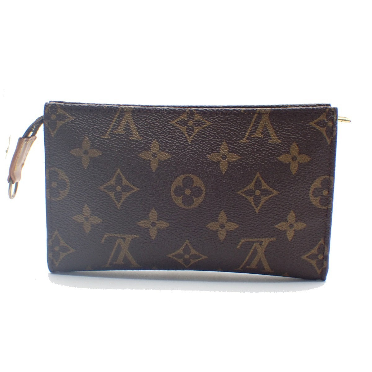 LOUIS VUITTON LV Logo Bucket PM Pouch Bag Monogram Leather Brown Gold 05KC808
