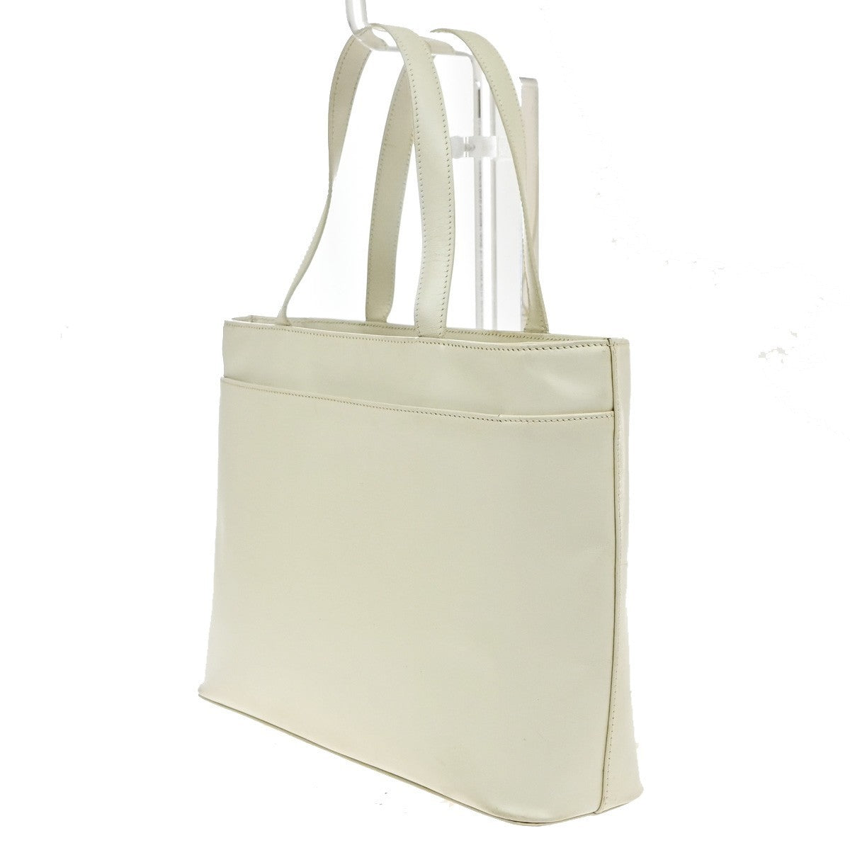 LOEWE Logo Shoulder Tote Hand Bag Leather Beige GHW Spain 67MA550