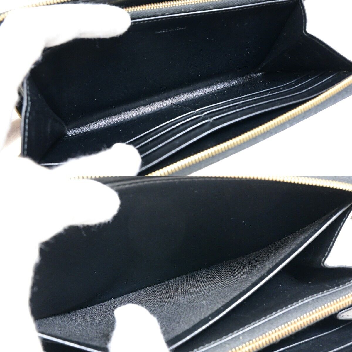 CELINE Triomphe Zip Around Long Bifold Wallet PVC Leather Black Italy 80KA275