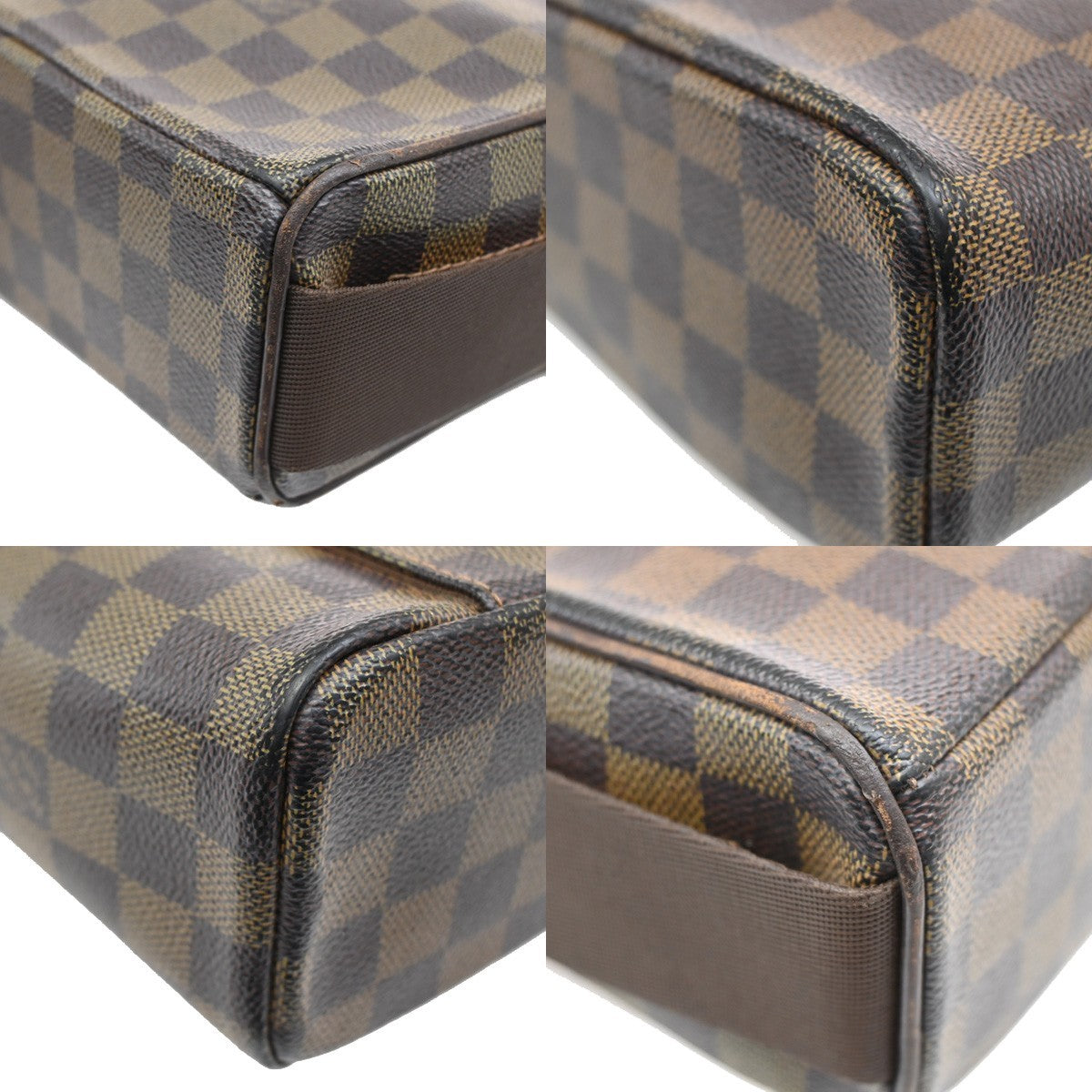 LOUIS VUITTON Olav PM Shoulder Bag Damier Ebene Leather Brown N41442 34CA223