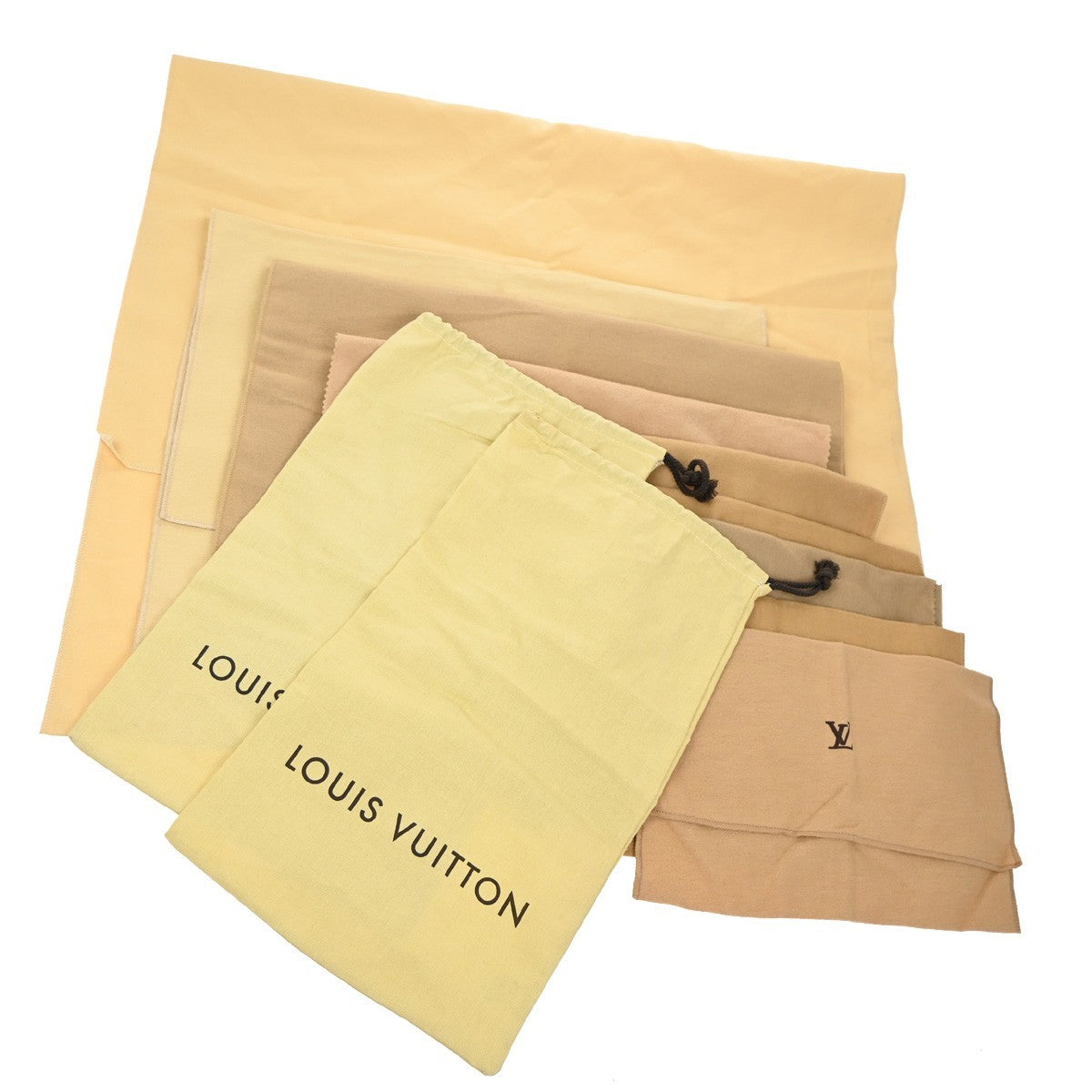 LOUIS VUITTON Logo 11 Set Drawstring Dust Bag Canvas Cotton Beige Brown 09KB577
