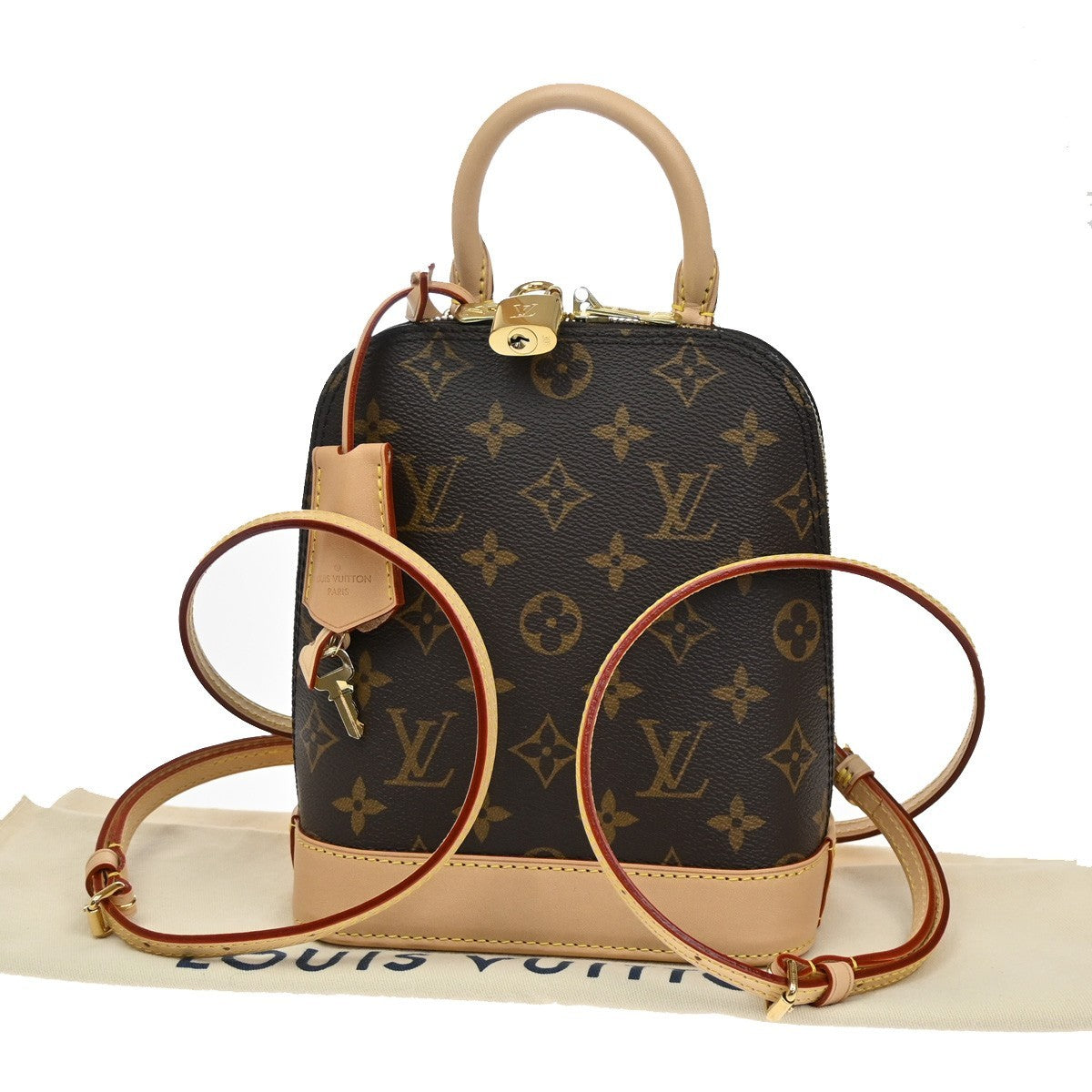 LOUIS VUITTON Alma Backpack Bag Monogram Leather Brown France M47132 312LC616