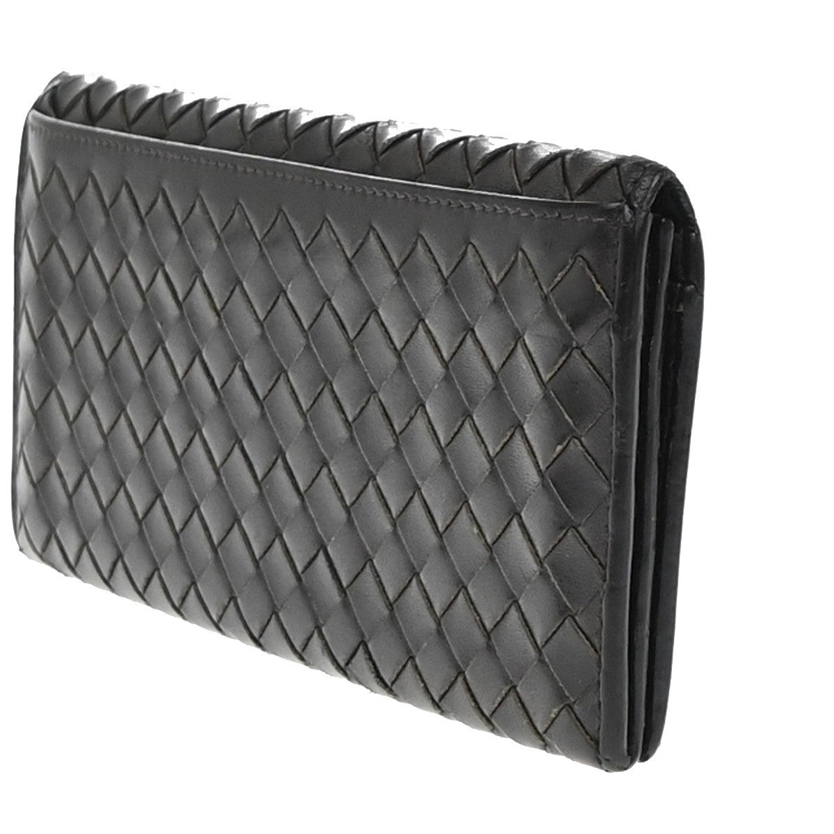 BOTTEGA VENETA Logo Intrecciato Long Bifold Wallet Leather Brown Italy 05EG087